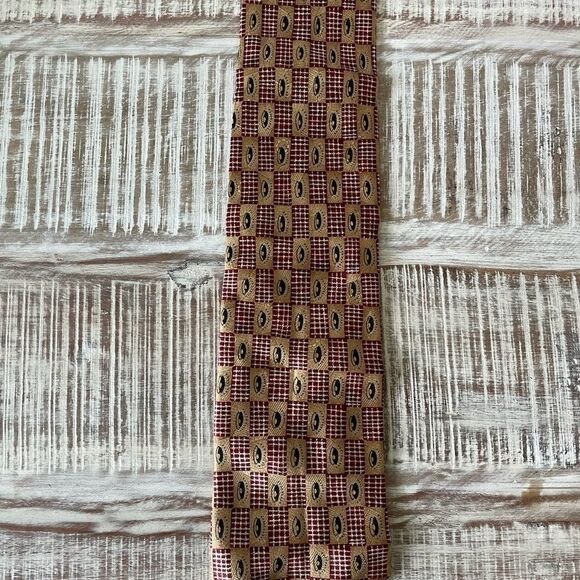 Ferrell Reed Nordstrom Vintage Gold and Red Tie - Picture 1 of 6